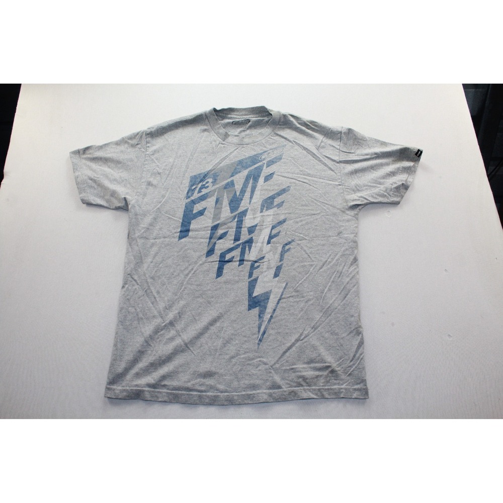 FMF Racing Graphic T-Shirt Mens Large Gray Excellent Short Sleeve Lightning Bolt